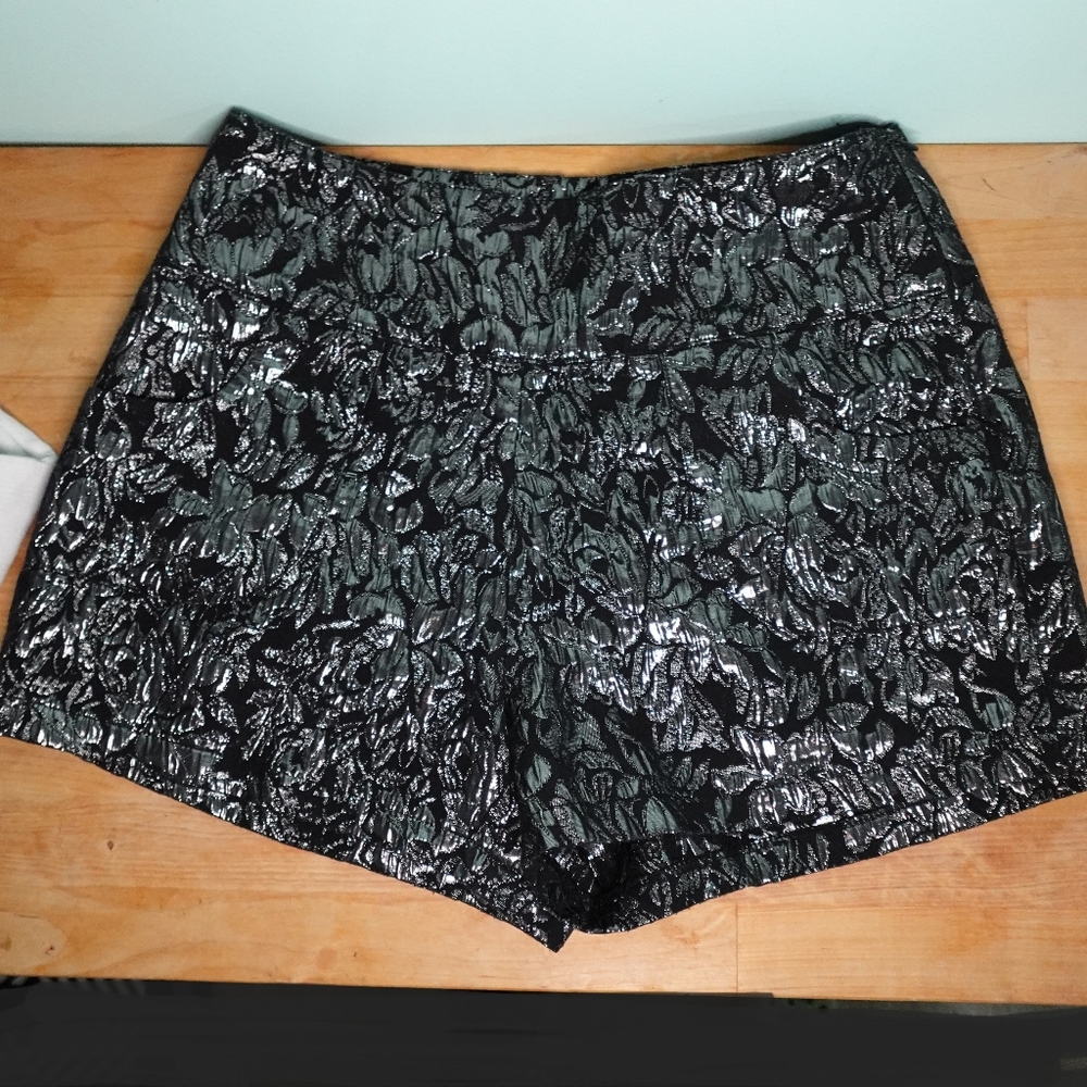 Black Metallic Floral Sans Souci Shorts